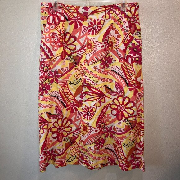 Set of 2 Choices Womens Pink Floral Linen Large Blazer Jacket XL Skirt Summer - Picture 3 of 16